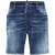 Dsquared2 Marineblauwe Denim Shorts Met Verfspatdesign
