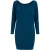 Gedrapeerde jerseyjurk met boothals in diepblauwgroen.