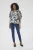 Blouse met korte mouwen A-shape Beige/Black/Blue Blurry Leaf