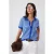 TRENDYOLMİLLA Dames Donkerblauw Gestreept Kort Regular fit Blouses