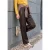 Broek met High Waist en Wide Leg pijpen in leerlook