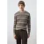 Mango Man regular fit gebreide gestreepte trui met wol – middenbruin