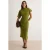 TRENDYOLMİLLA Dames Groen Effen Midi Kort Bodycon Jurken
