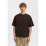 SELECTED HOMME loose fit T-shirt SLHLOOSEOSCAR donkerbruin