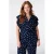 MS Mode top Plus Size met stippen en ruches – donkerblauw