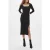 French Connection Rassia Rib Sq Nk Midi Dress Black/porcelain Crea