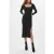 French Connection Rassia Rib Sq Nk Midi Dress Black/porcelain Crea
