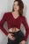 Gestructureerde V-hals Crop Top met Rimpeldetail