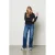 &Co Woman gestreepte wide leg jeans medium blue denim