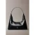 Calvin Klein Emblem Hardware Leather Shoulder Bag Black