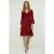 Wijndress van viscose met wikkeleffect en klokmouwen.