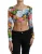 Bloemige Korte Top met Lange Mouwenstijl
