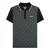 Lambretta Herenpoloshirt met tweekleurige all-over print (Zwart)