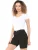 Enzo | Dames Ripped Denim Shorts – Zwart