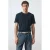 Mango Man slim T-shirt met linnen donkerblauw