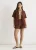 Oversized overhemd met knopen van chocoladebruin linnenmix