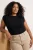Trendyol Curve Dames Zwart Effen Kort Getailleerd Grote maten Blouses