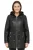 Zwarte leren parka voor dames met afneembare borg capuchon en trenchcoat – Emilia