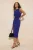 Marineblauwe, platte, mouwloze midi-jurk voor dames, geschikt voor overdag en ’s avonds. Nauwsluitende bodycon-jurk.
