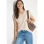 Cecil Dames Shirt met korte mouwen en V-hals in effen kleur in Beige