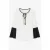Ecru top met contrasterend detail, lange klokmouwen en sleutelgatsluiting van Conquista Fashion