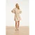 Smashed Lemon Beige jurk met abstracte print en tailleceintuur |