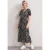 Street One Dames Midi-jurk met print en smokdetail in Zwart
