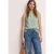 Street One Dames Blousetop met ronde hals in linnenmix in Groen