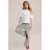WE Fashion straight gestreepte casual broek donkerblauw fijn gebreid