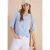 Blouse met korte mouwen, gespleten hals en strepen