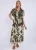Khaki Tropical Print Midi Overhemdjurk