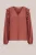 WE Fashion – Dames blouse met ruches – Regular fit – Roestbruin – LENZING™ ECOVERO™ viscose –