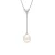 Dames Lariat Ketting met Parel en Cubic Zirconia in 925 Sterling Zilver BICLL019