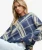 Geborduurde Check Trui Relaxed Pasvorm Blauw