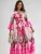 MSN Collection Jurk  cyaan blauw / pink / cranberry / wit