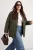 TRENDYOLMİLLA Dames Kaki Effen Lang Regular fit Grote maten Jassen