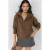 Oversized Geribde Gebreide Trui met Ritskraag
