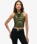 Haltertop met col en Pailletten Groen