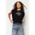 TRENDYOLMİLLA Dames Zwart Slogan Mouwloos Regular fit T-shirts