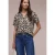 Street One Dames Blouse met gespleten hals en dierenprint in Beige