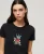 Superdry Vrouwen Aansluitend Tattoo-T-shirt met Borduursel Zwart