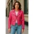 Dames fuchsia roze klassieke Brando biker leren jas – Secunda