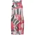 Mouwloze midi-jurk – abstracte rode print, transparant nylon mesh, volledig gevoerd met katoen