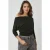 Asymmetrische Kraag Lange Mouwen Elastische Brei T-shirt