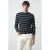 Mango Man relaxed fit gebreide gestreepte trui met kabels – donkerblauw