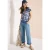 Cecil Dames Shirt met gespleten hals en grafische print in Blauw
