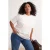 Trendyol Curve Dames Ecru Effen Kort Oversized Grote maten T-shirts