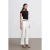 Hoge taille gestreepte flare broek met riem