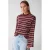 Shoeby gestreepte longsleeve met strass-steentjes – donkerrood/bruin/lichtblauw
