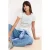 TRENDYOLMİLLA Dames Ecru Grafisch Kort Getailleerd T-shirts